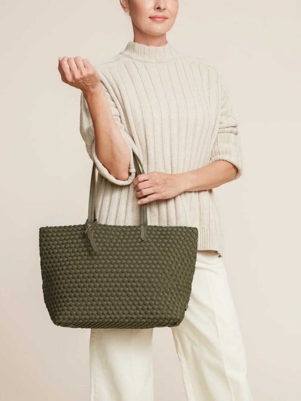 Naghedi Jetsetter Small Tote in Olive Green